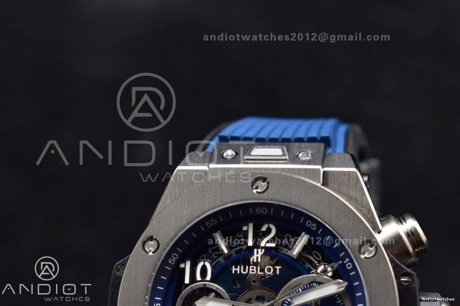 Edition Skeleton Dial ZF 1:1 424 A Rubber Titanium Hublot on Blue Best FlexibleFit Big Unico Blue Strap Bang 0330
